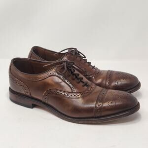 Allen Edmonds Men Strand Walnut Brown Oxford Dress Shoes Size 9.5 D Cap Toe